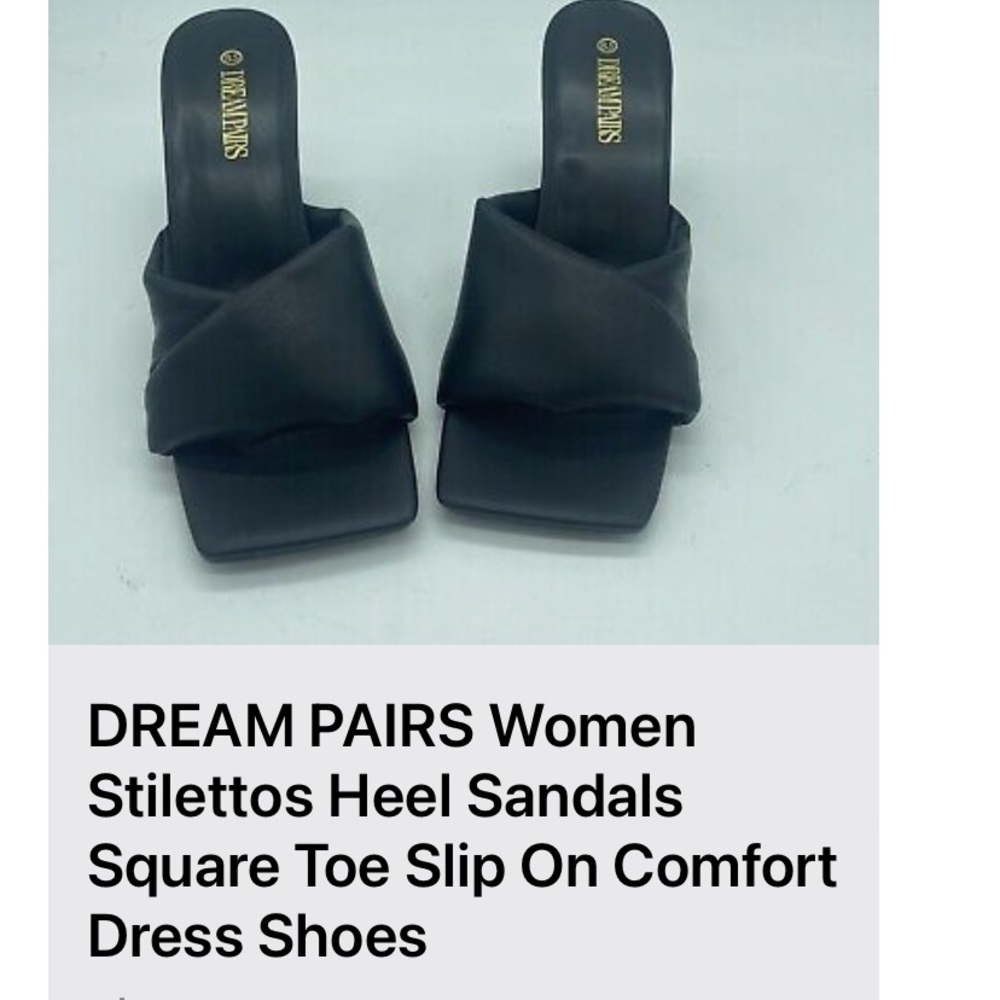 Stilettos slip on square open toe, 3.3” heel